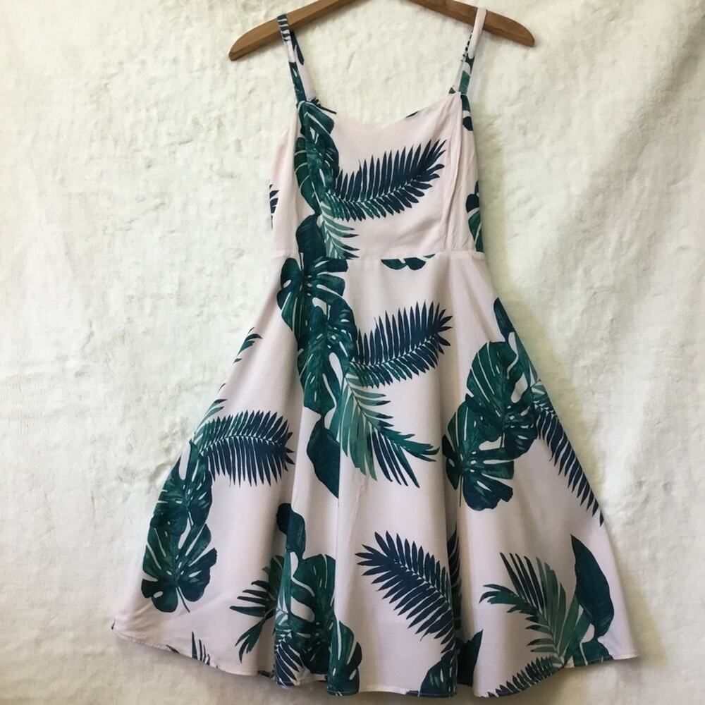 Old Navy Beige with Tropical Strapless Dress